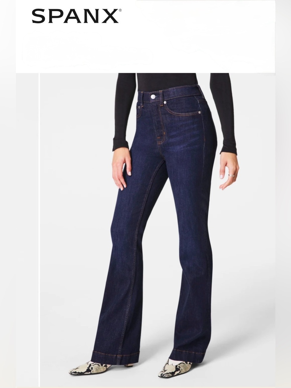 SPANX Denim $168 Flare Jeans Size 4 31.5" inseam - Picture 8 of 8